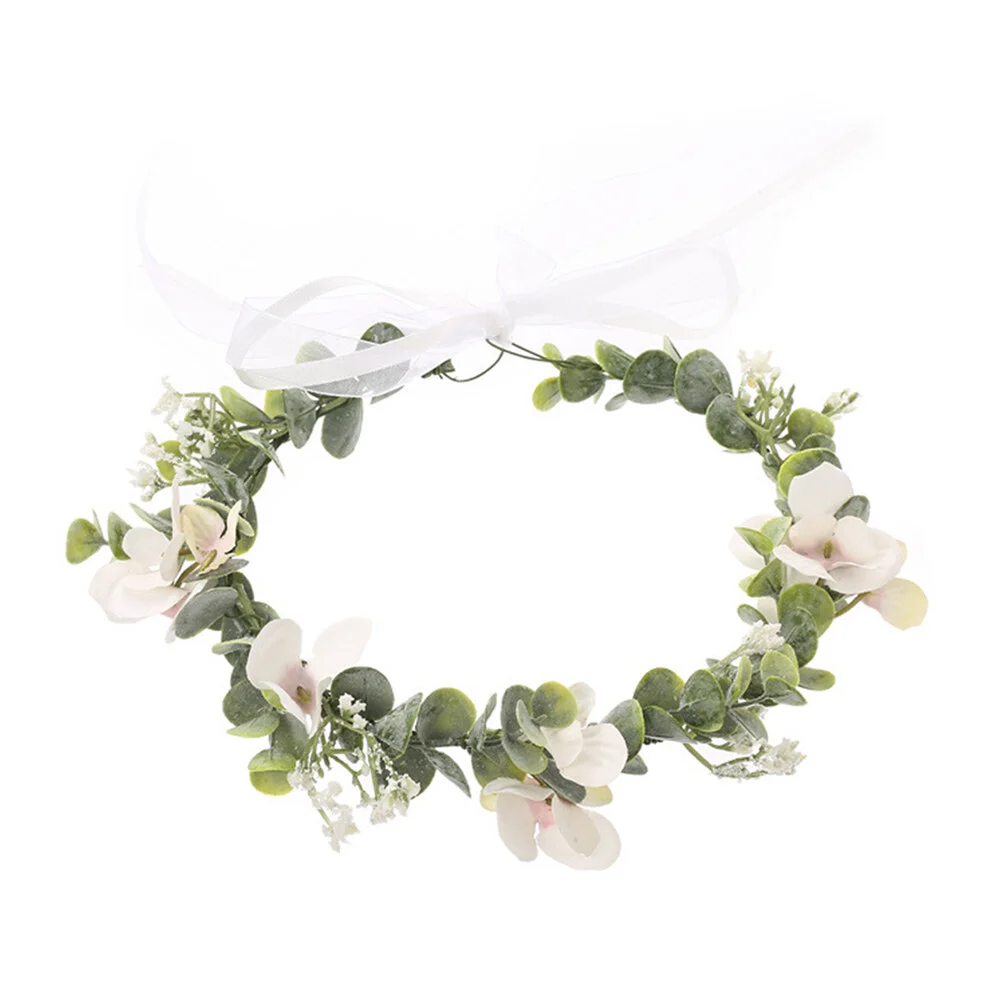 

Artificial Flower Decorative Floral Crown Girl Headpiece Princess Flocking Bride Headband Headdress Delicate Miss White