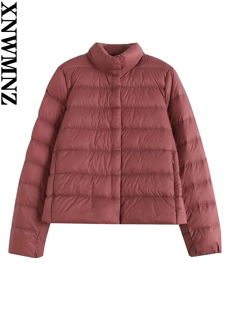 XNWMNZ 2022 women fashion stand-up collar light thermal down jacket warm cotton jacket casual simple female winter padded jacket
