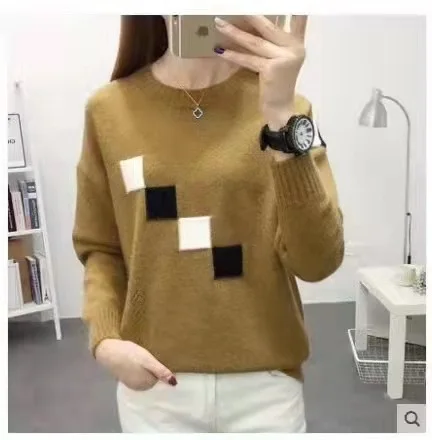 

Crewneck Sweater Maternity Loose Pullover Knit Sweater GRAY22