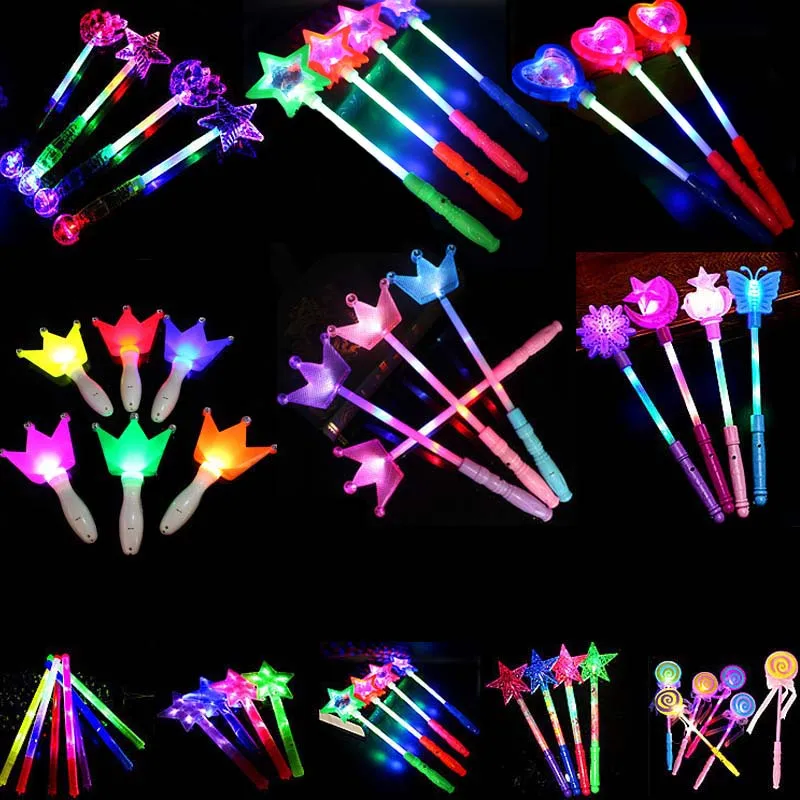 20pcs Light up Crown Star Wand LED Glow Sticks for Kids Adult Toy Colorful Flashing Birthday Wedding Party Favor Halloween