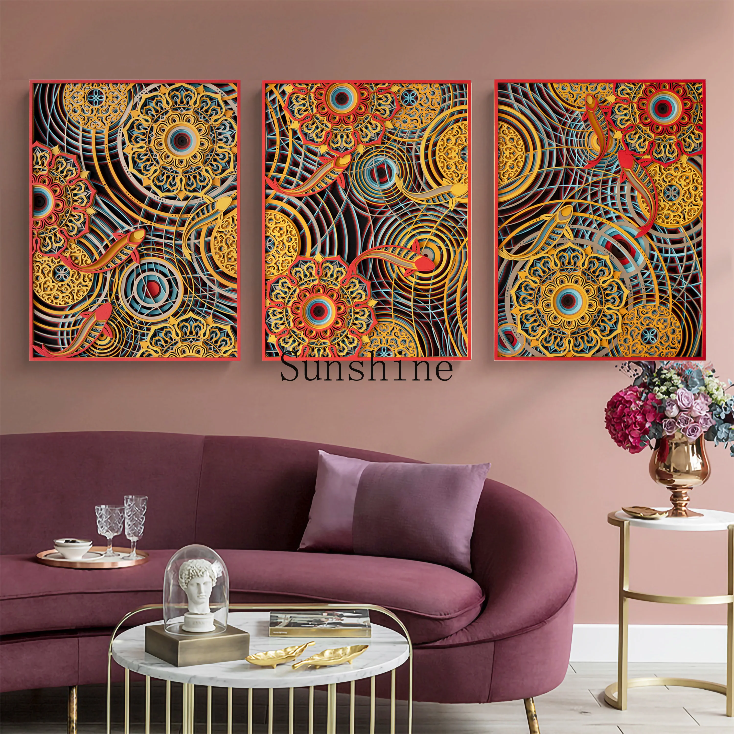 Новое китайское украшение для входной стены Hongyun Koi креативная трехмерная