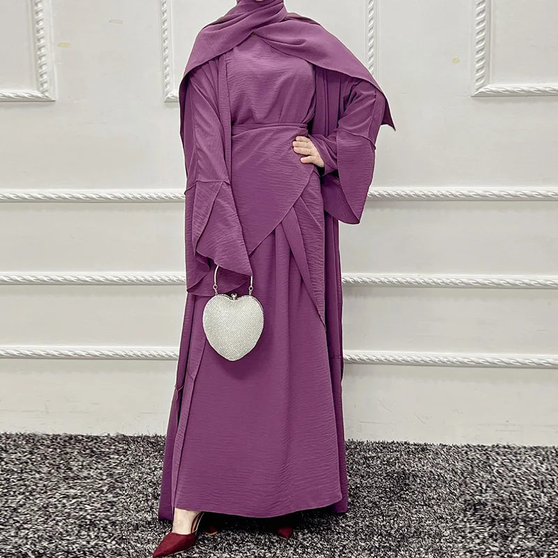 Noble luxury retro court Muslim women's suit trimmed robe skirt apron long skirt three-piece Islamic national wind Ramadan suit