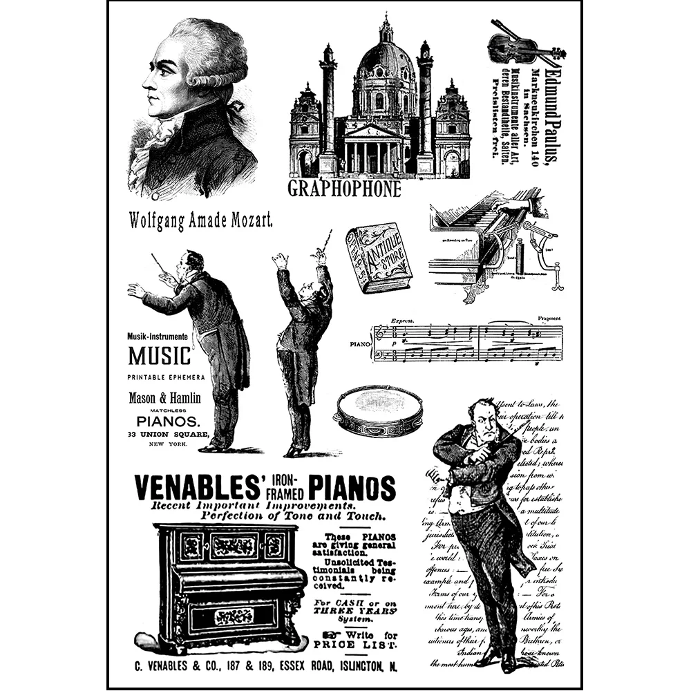 Винтажные прозрачные резиновые штампы для кино/музыки создание карт