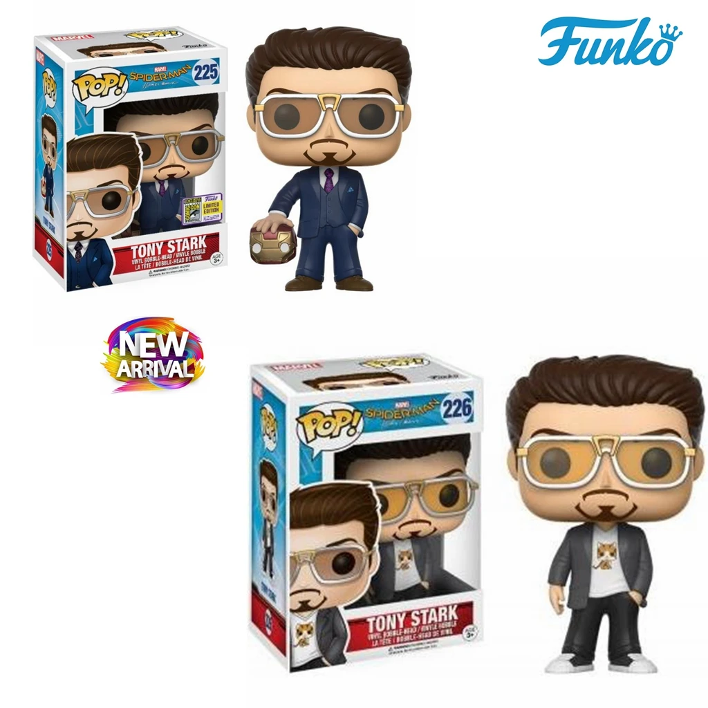 Funko Pop Marvel Человек-паук Железный человек Тони Старк 225 #2017 Лето Тони Старк 226 # игрушка ПВХ Виниловая фигурка коллекционные модели игрушки