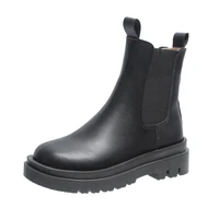 chelsea boots new chunky boots women winter shoes pu leather ankle boots black female autumn fashion platform booties