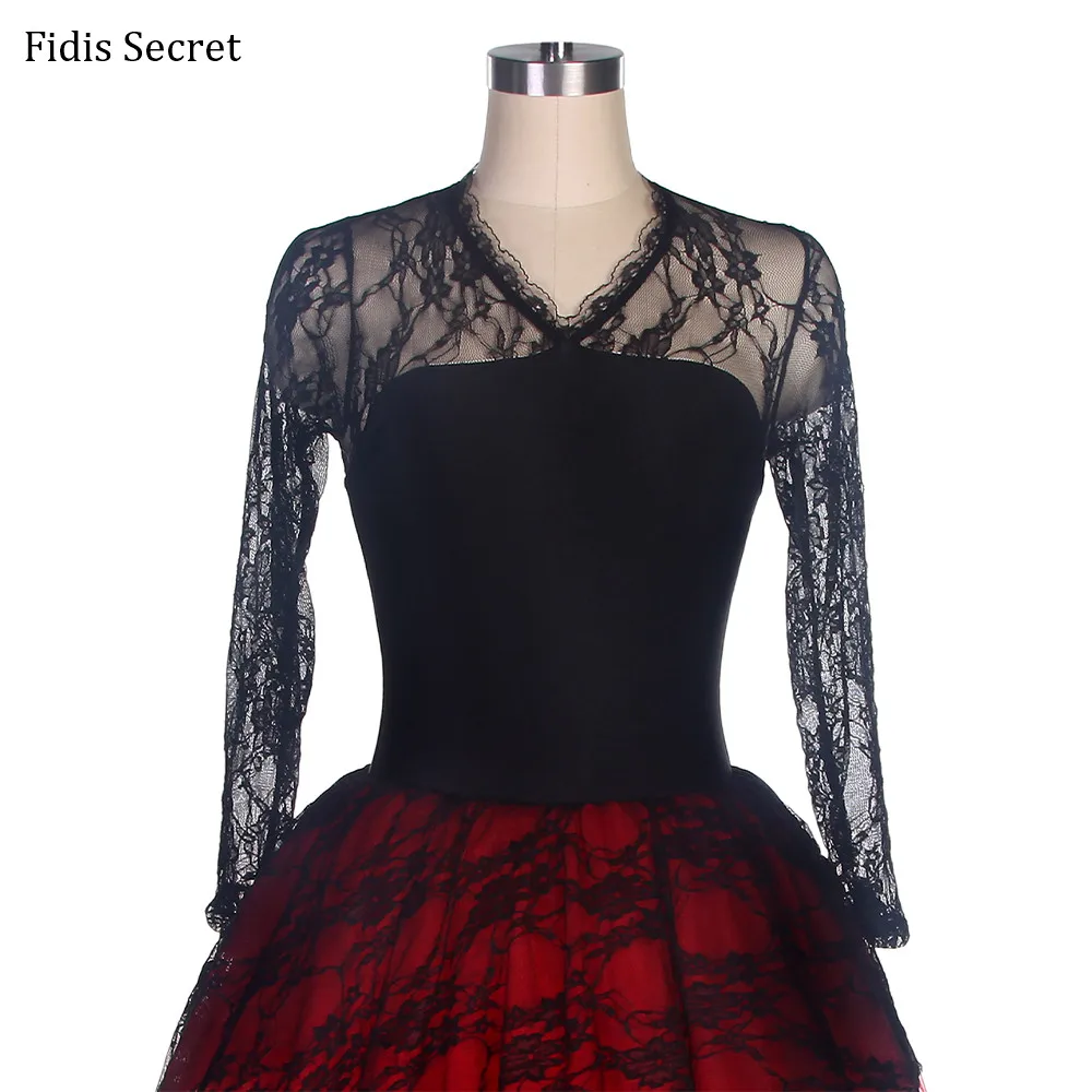 Женская Черная кружевная + красная фатиновая юбка романтичная балетная пачка