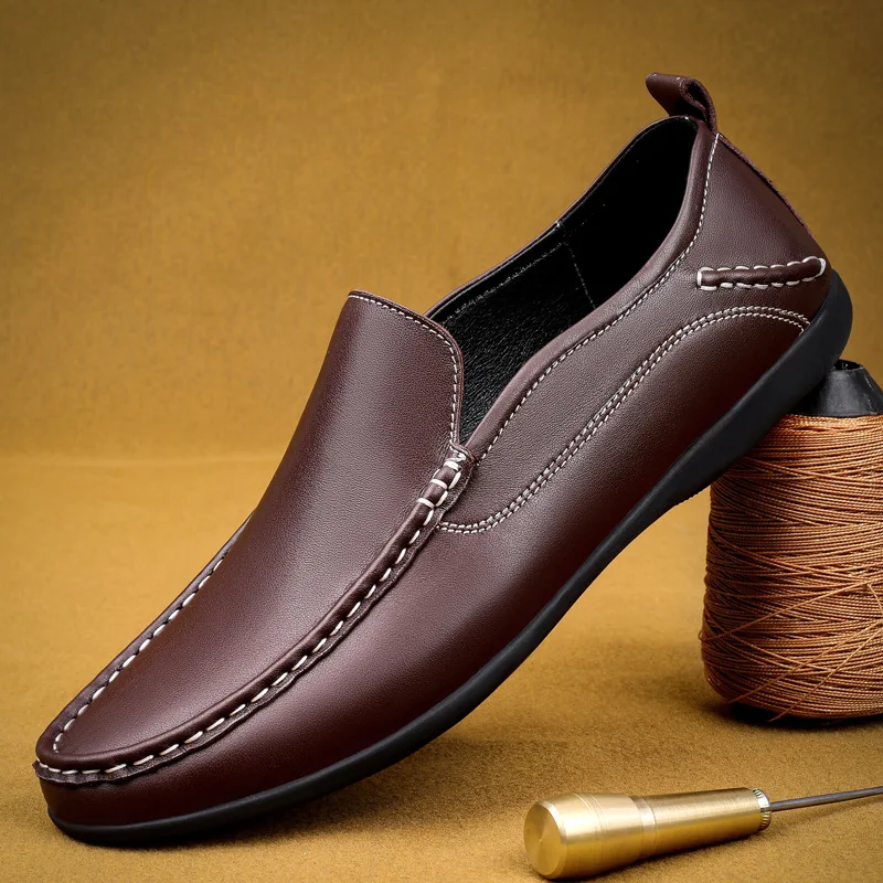 

Luxury Men Loafers Soft Moccasins Autumn Black Shoes Man High Quality Mens Shoes Casual Leather Driving Flats Big Size 38-46