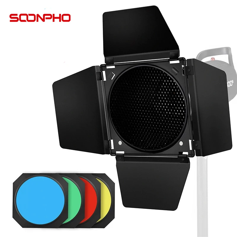 Godox-Reflector de puerta de Granero BD 04, rejilla de panal + filtro de 4 colores para Reflector estándar de 18CM, accesorios de Flash de estudio fotográfico Godox