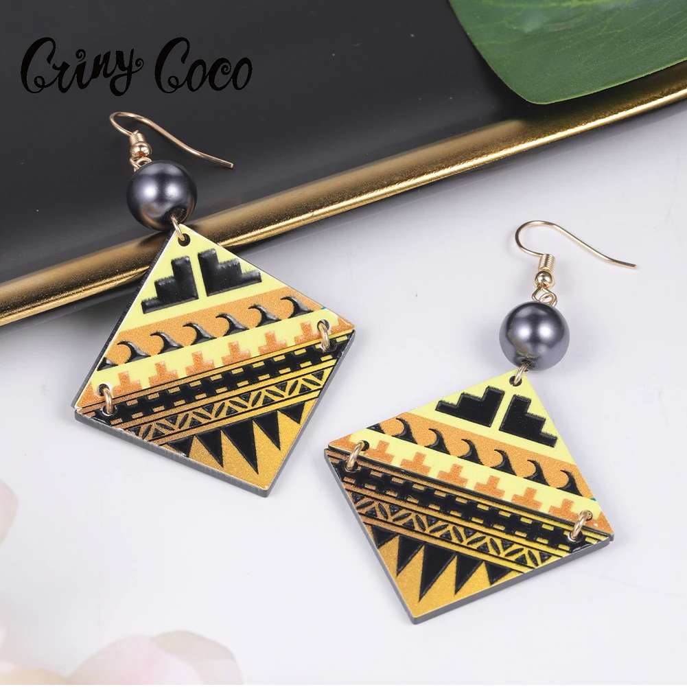 

Cring Coco Women's Trend Acrylic Square Pendant Earrings Simple Hawaiian Pearl Earring For Women Wedding Jewelry Gift 2022 New