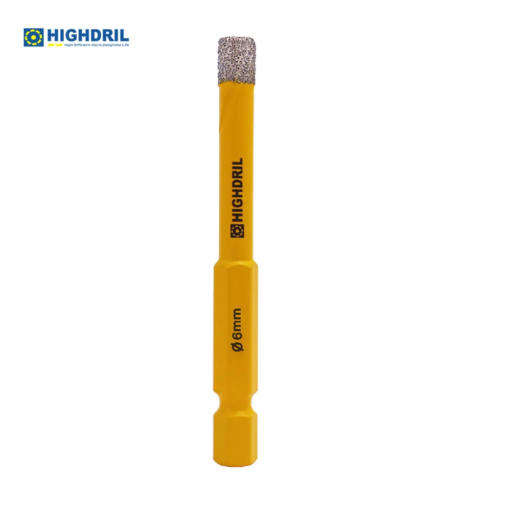 

HIGHDRIL 1pc Dia6mm Diamond Vacuum Brazed Quick-fit Shank Drill Holes Without Water In Granite Masonry Ceramic Tile Driling Bit