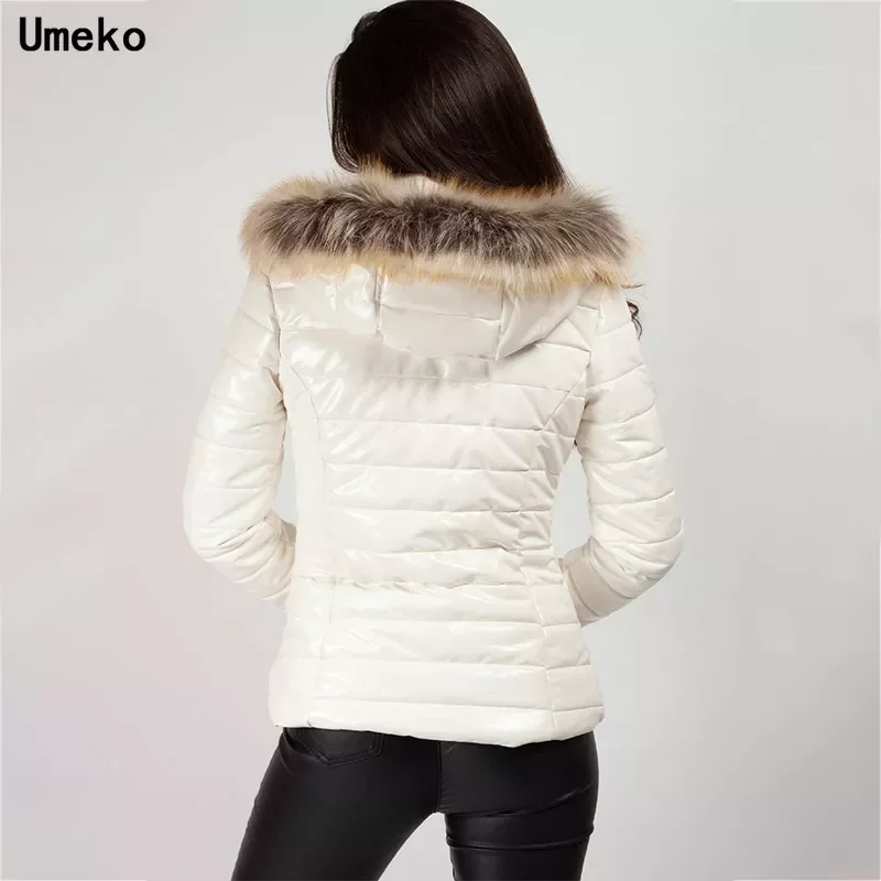New2022 Slim Outwear Jacket Parkas Winter Women Fur Collar Parkas Jackets Fashion Hooded Thicken Warm Padded Coat Female Lady
