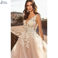 elegant appliques wedding dresses backless tulle sweep train bridal gowns for bride vestido de novia princess customized 2022