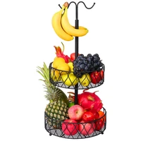 double layer fruit basket banana holder grape hanger multi function vegetable basket and snack rack