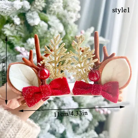 Заколки для волос в виде лося для девочек, заколки для волос, подвески, заколки для волос с рождественскими рогами, рождественские украшения, головной убор, подарки на Новый год
