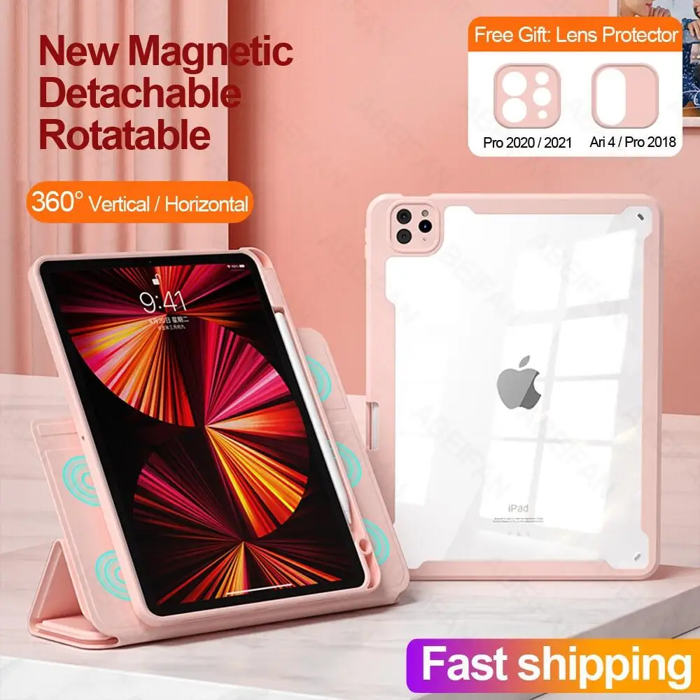 

Съемный магнитный смарт-чехол для iPad Air 5th 4th Mini 6th Pro 11 12,9 9th 8th 7th с держателем для стилуса Смарт Автоматический Режим сна и пробуждения