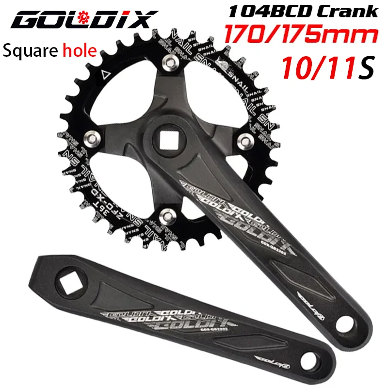 

GOLDIX 170 175mm Square Hole Crankset 104 BCD Narrow wide 32T 34T 36T 38T 40T 42T Chainrings 10/11Speed MTB Mountain Bike Crank