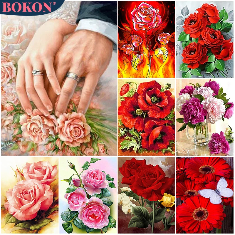 5D Diamond Painting Flower Full Round/Square Diamond Inlaid Rose Resin Embroidery DIY Rhinestone Mosaic Picture Home Decor Gift