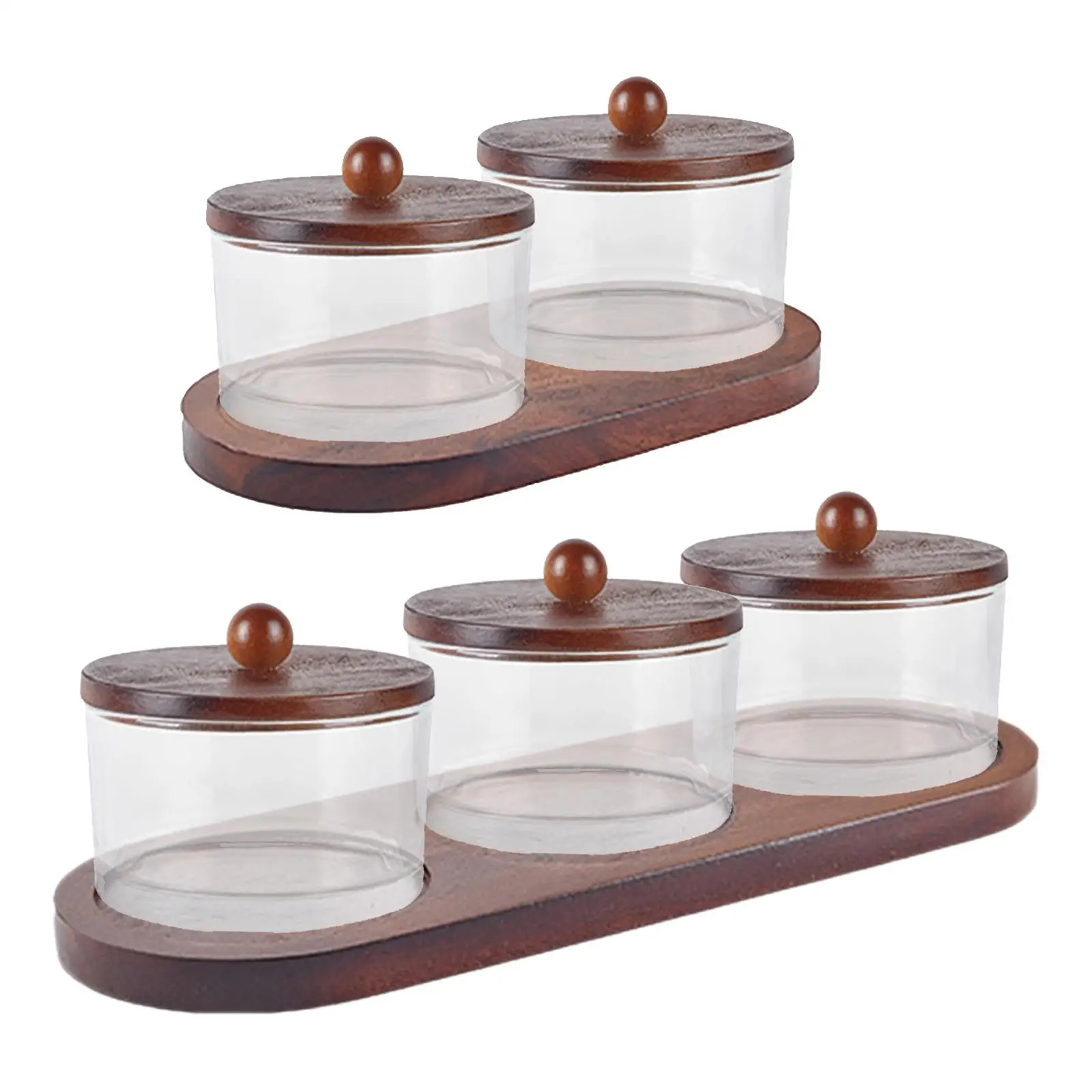 Divided Dishes Serving Dishes for Entertaining Japanese Transparent with Lid Bowl with Wooden Serving Tray for Nuts Snacks Chips