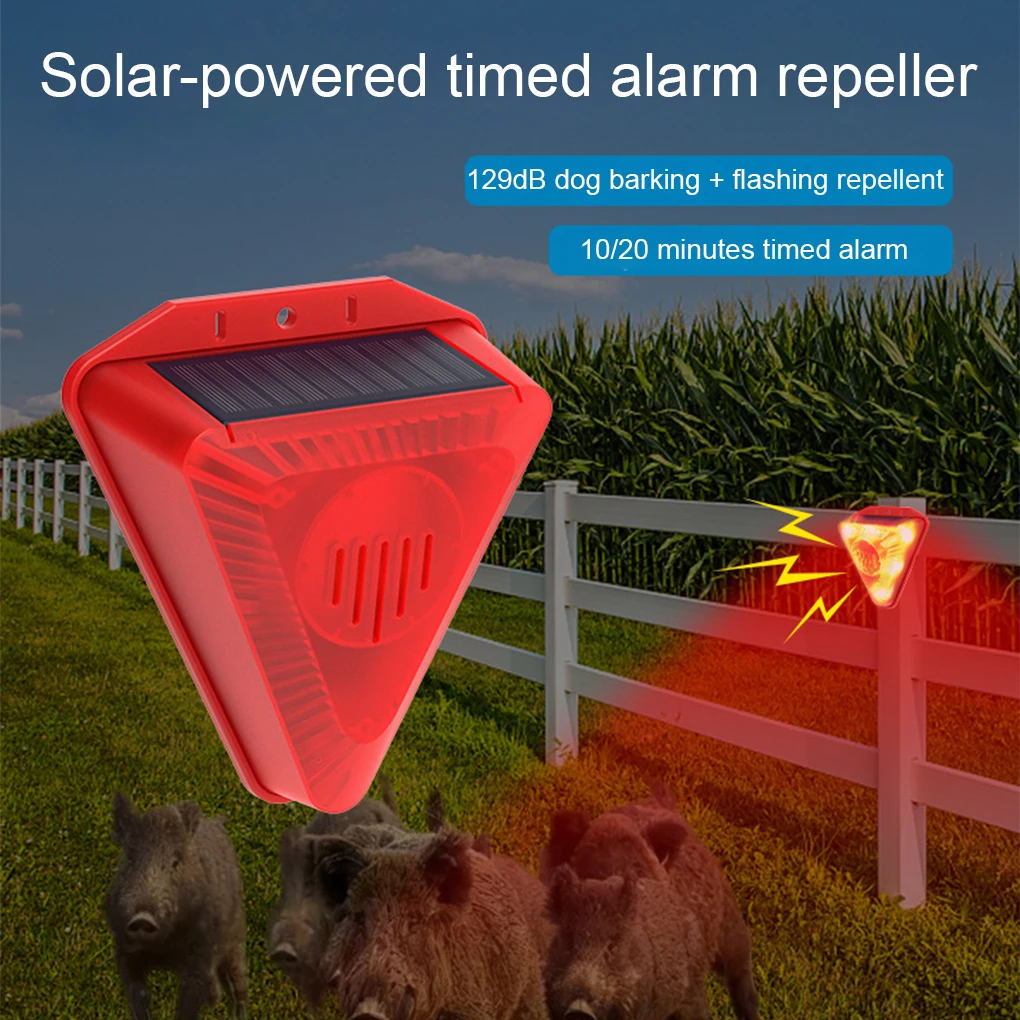 

6LED Solar Alarm Light 4 Modes Sensor Siren Dog Barking Farm Security