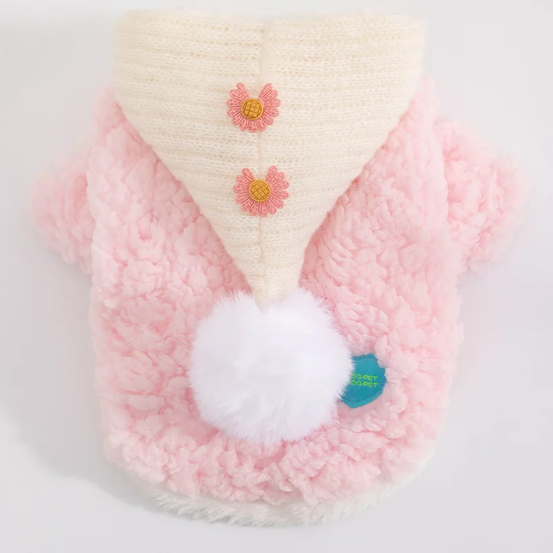 

Warm Autumn and Winter Hooded Lamb Wool Teddy Fardou Pome Bear Pet Cat Cotton Padded Coat