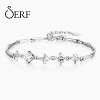 jerf women bracelets authentic s925 sterling silver luxury four leaves clover adjustable bracelets bangles jewelry accessories