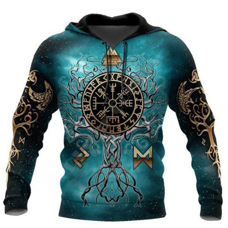 Spring Autumn Casual Hoodie European Mythology Viking Warrior Armor Harajuku Trend Style Personality Men Women Fashion Wholesale