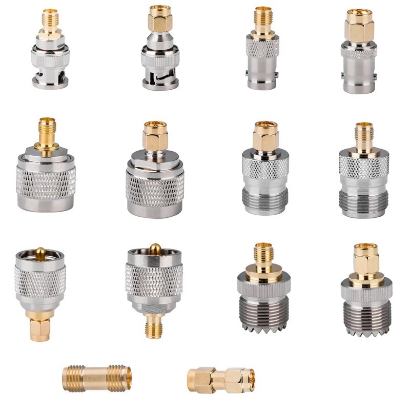 

JXRF Connector 14PCS RF Adapter SMA To SMA BNC UHF N Type RF Coax Coupling Nut Barrel Connector Converter For Antenna
