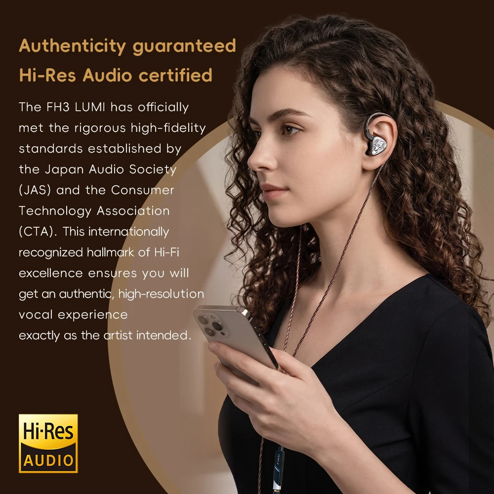 Фото Наушники FIIO FH3 LUMI Hybrid IEM, 1DD+2BA, HiFi, проводные, внутриканальные, с деревянной диафрагмой, съемный кабель №5