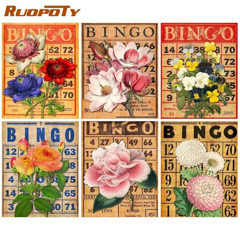 

RUOPOTY 60x75cm DIY Oil Painting By Numbers Pictorial Flowers Picture By Numbers On Canvas Scenery Home Decor Unique Gift