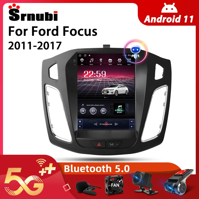 $117.17 Srnubi Android 11 Car Radio for Ford Focus 2011-2017 Multimedia Video Player 2Din 4G Navigation Carplay Head Unit Vertical Frame