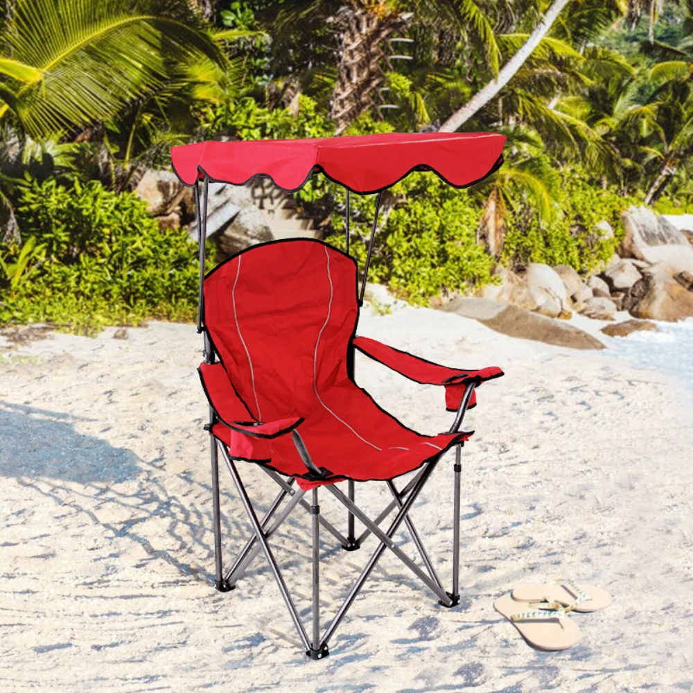 Camping Chair, Red Outdoor Fishing Chair Portable Lightweight Home Garden Seat