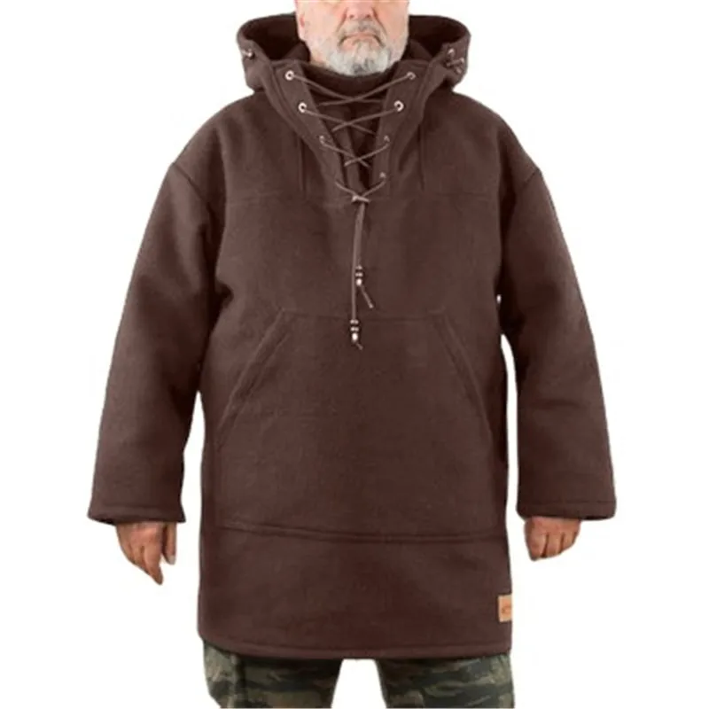 Winter thick warm men hoodies coat Medium length casual woolen sweatershirts Windbreaker Coats