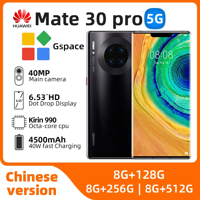 Смартфон HUAWEI Mate 30 Pro, телефон с экраном 990 дюйма, Kirin 6,53 ...