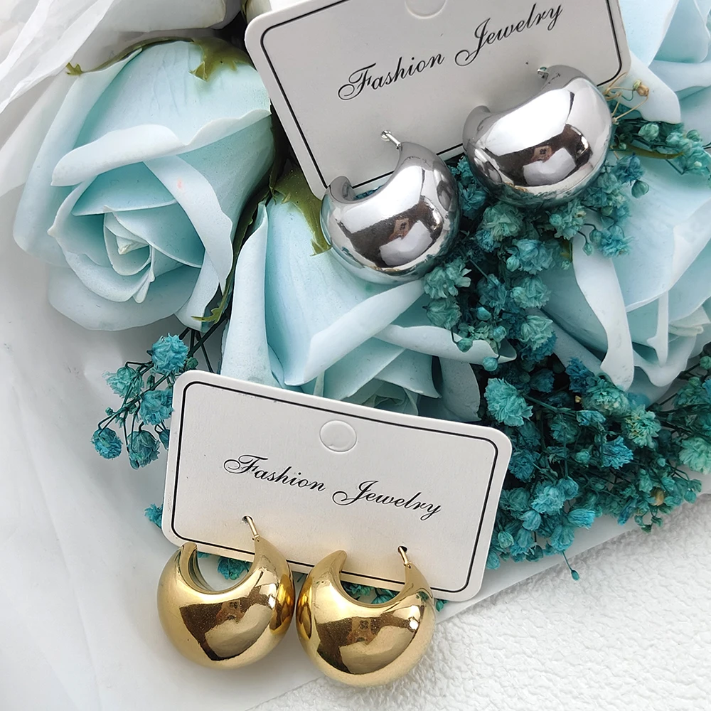 

New Geometric Water Droplets Smooth Simple Retro Metal Stud Earring for Woman Girls Party Holiday Accessories