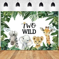two wild backdrop boys newborn greenery animal jungle happy birthday party baby shower photograph background banner decoration