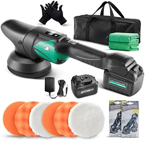 

Cordless Car Buffer Polisher for Car Detailing with 1pc 5.0Ah Battery, Smart LCD Screen Display, 2000-4500 RPM Dual Polisher Ki