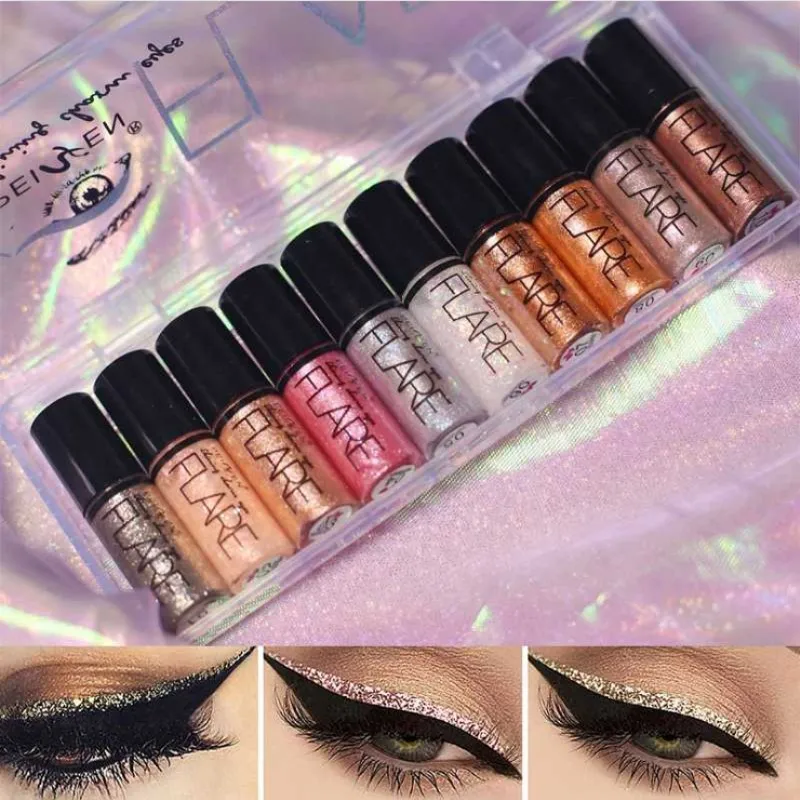 

New 15 Colors Metallic Shiny Eyeshadow Glitter Liquid Eyeliner Makeup Eye Liner Pen-Waterproof Makeup Pigment Eyeshadow 1PC