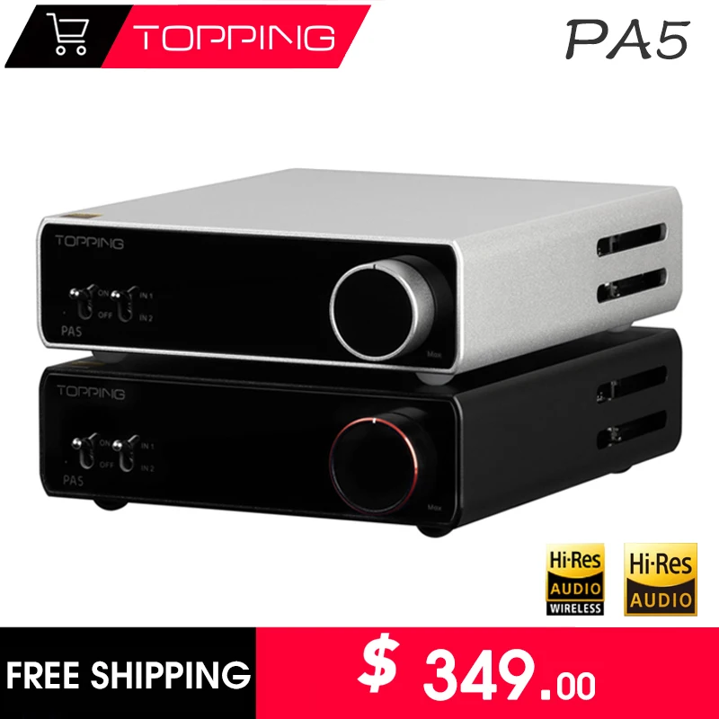 

TOPPING PA5 Power Amplifier Digital Audio Two Channel Stereo 140W*2 125W*2 Fully Balanced Hi-Res Audio High Fidelity Household