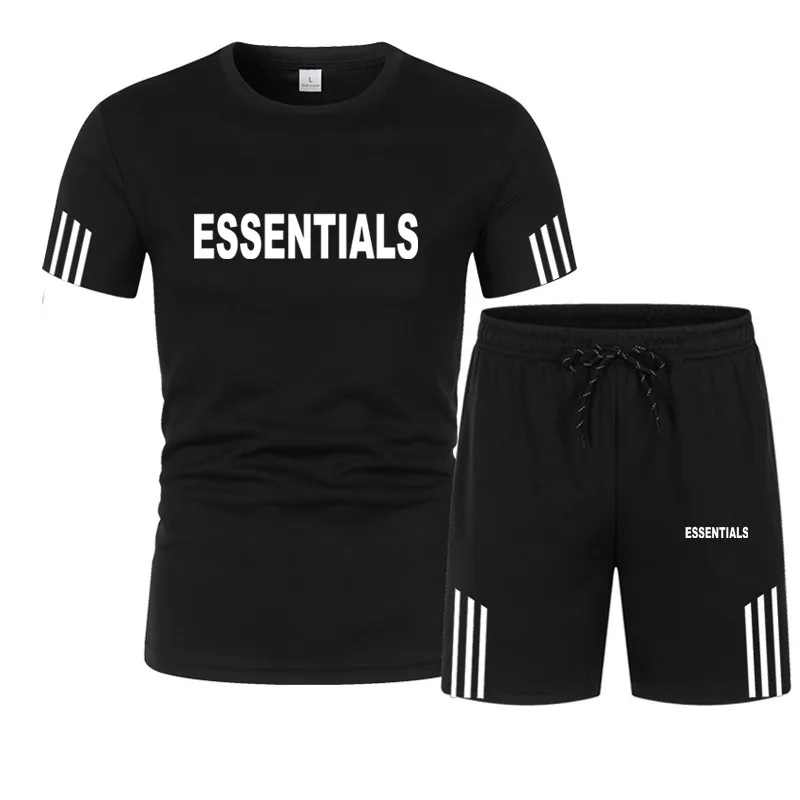 

Brand Letter Men T shirt+Beach Shorts Sets Essential Summer Sportswear Jogging Pants T-shirt streetwear Harajuku Tops Tshirts
