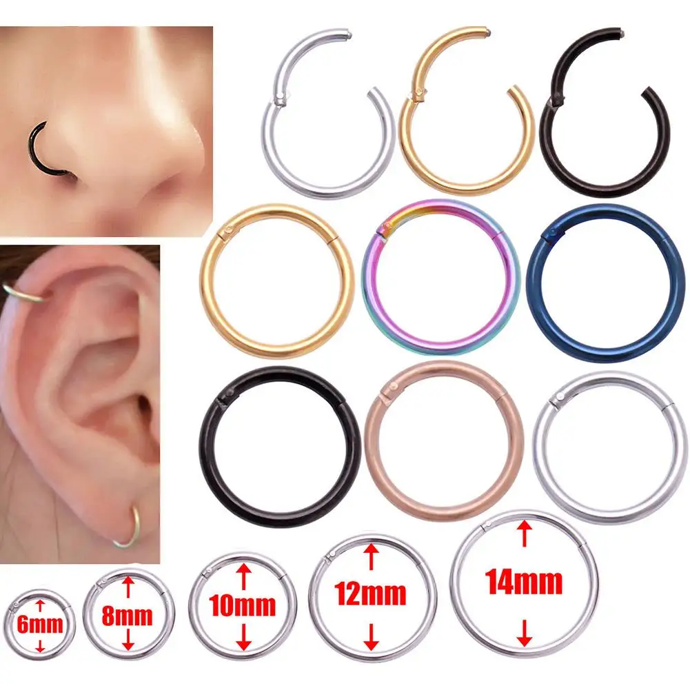

1PC Septum Piercing Surgical Steel Clicker Hinged Segment Ring Goth Nose Hoop Earrings Lip Ear Cartilage Helix Piercings