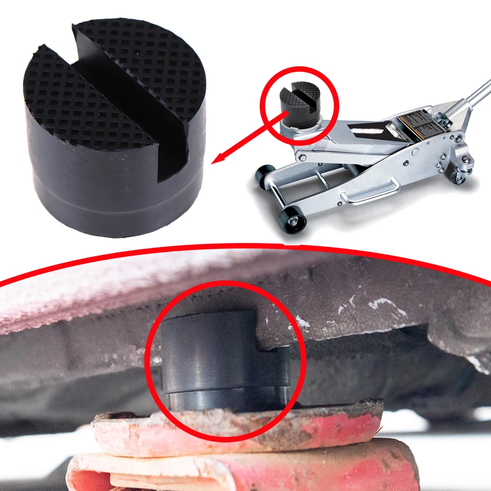 

Portable Car Lift Jack Stand Rubber Pads Black Rubber Slotted Floor Jack Pad Frame Rail Adapter Universal Jack