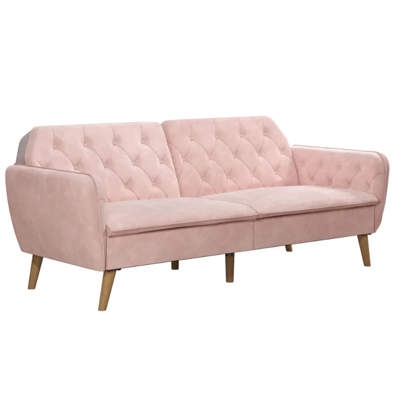 Novogratz Tallulah Memory Foam Futon, Convertible Couch, Pink Velvet 6