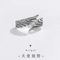 angel wings 999 full silver ring sterling silver couple pair ring boyfriend girlfriend personality creative valentines day gift