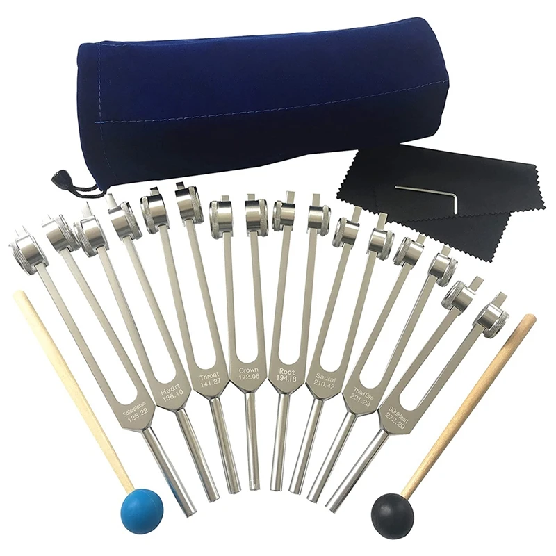 

Tuning Fork, 7 Chakras+1 Soul Purpose Weighted Tuning Forks,Aluminum Alloy Instrument 126.22-141.27 Hz Etc