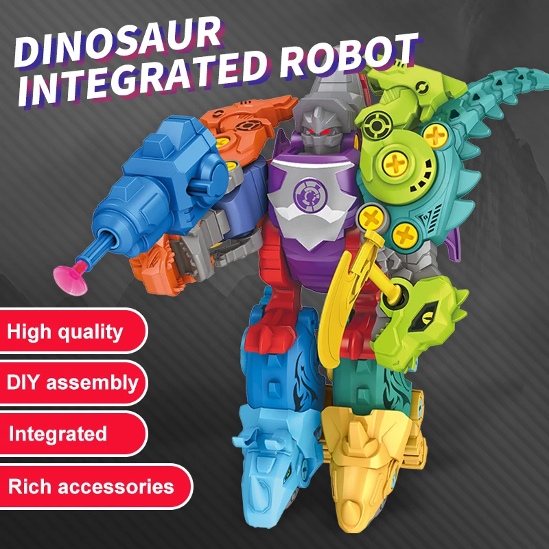 

5IN1 Assemble Dinosaur Plastic Screw DIY Construction Brick Set Building Blocks Tyrannosaurus Rex Model Take Apart Toys For Boy