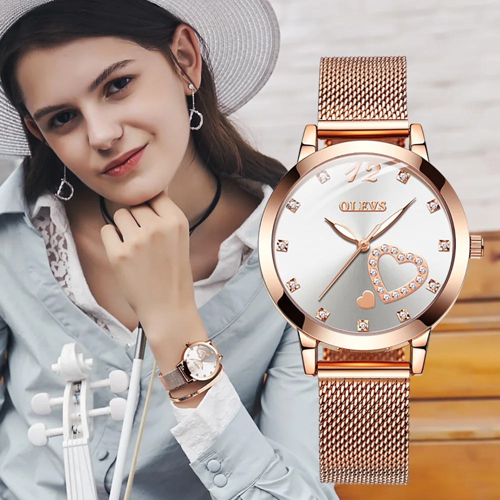 

OLEVS 5189 Fashion High Quality Women Wristwatch Waterproof Stainless Steel Strap Japan Quartz Watches for Women