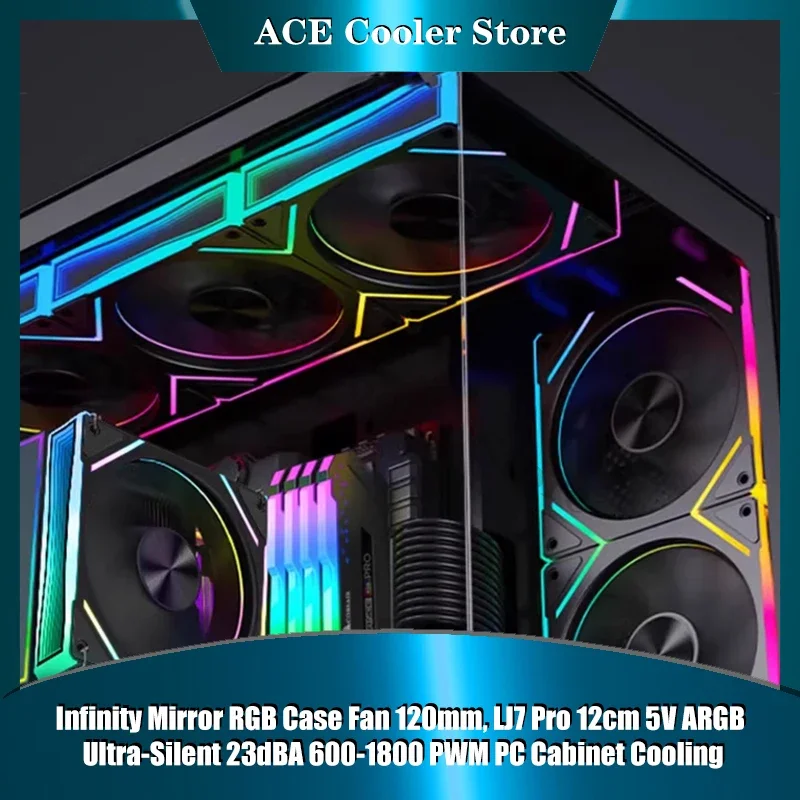 Зеркальный бесшумный RGB-вентилятор 120 мм 12 см 5 В 23dBA 600-1800 PWM для охлаждения шкафа LJ7