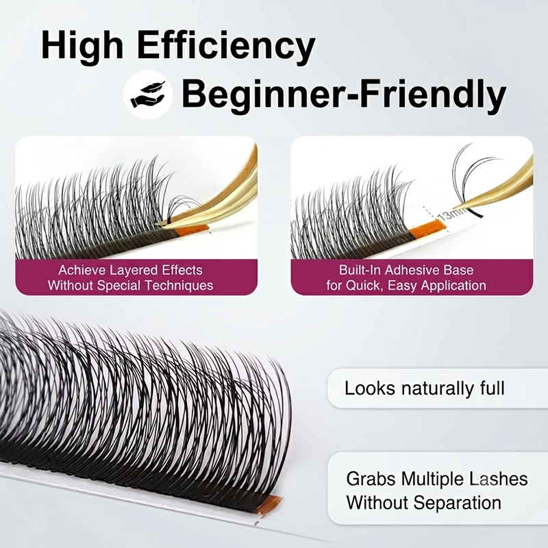 Фото Наращивание ресниц Winky Beauty Multi-Layered 5D Flora 0.07 Super Black Lash 5D Flowering Soft LC/LD Mixed Fans Russian Eyelashes Extension №3