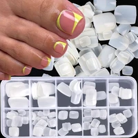 square false toe nails natural white clear full cover artificial fake toenail acrylic foot nail art tips manicure tools 100pcs