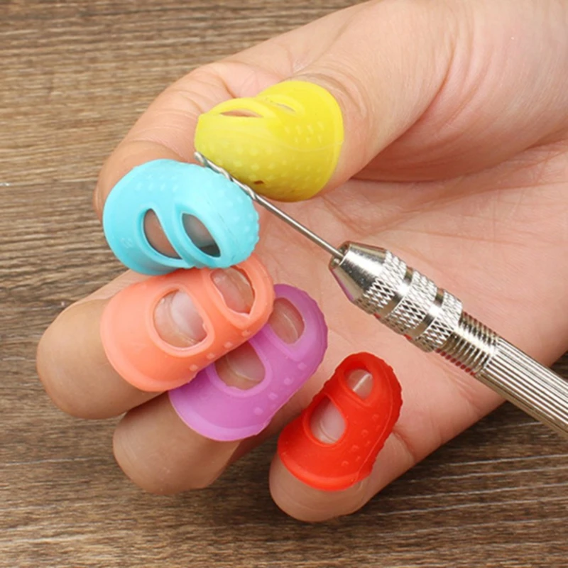 

5Pcs Colorful Silicone Thimbles Hollowed Out Breathable Playing Guitar Protective Finger Sleeve DIY Crafts Sewing Tool Supplies